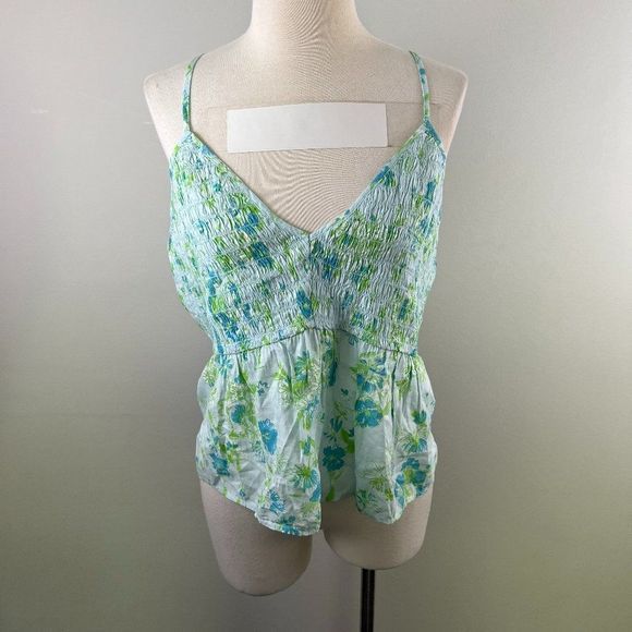 NWT‎ BP Floral Smocked Crop Camisole, Blue Sina Sketched Floral (1X) - Picture 3 of 10